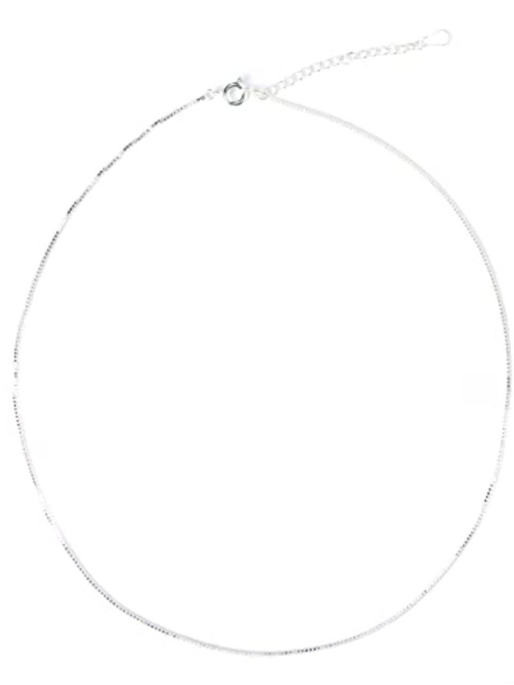 925 Silver Plated Thin Box Chain Necklace 15 In with Extender